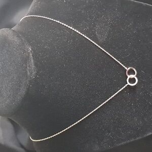 Sterling Silver Double Halo/Circle Cubic Zirconia Necklace‎